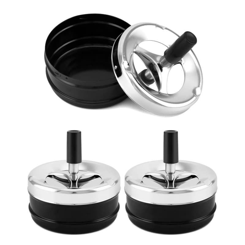 QWORK® 3 Cendriers Rotatifs Modernes avec Couvercle, Cendriers Coupe-vent pour Extérieur, Maison, Bar, Bureau