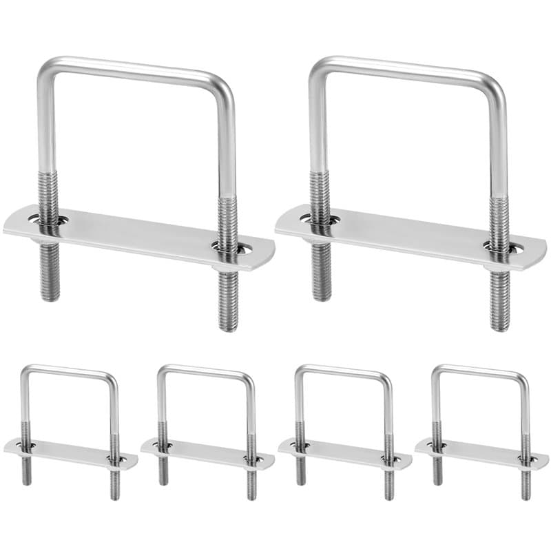 QWORK® 6 Pièces boulons en U M6 en acier inoxydable, U-Bolts 80 x 50 mm, capacité de charge élevée, avec écrous et plaque de cad