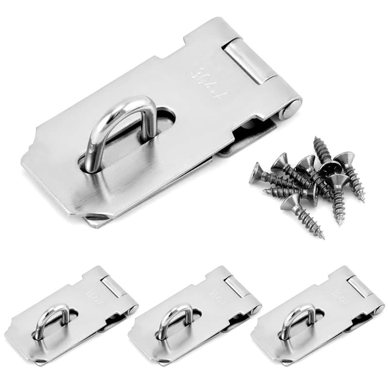 QWORK® 4 Pièces Loquets et Verrous de Portes, 82 mm Porte Fermoir Verrou de Porte Moraillon De Verrou en Acier Inoxydable, Loque