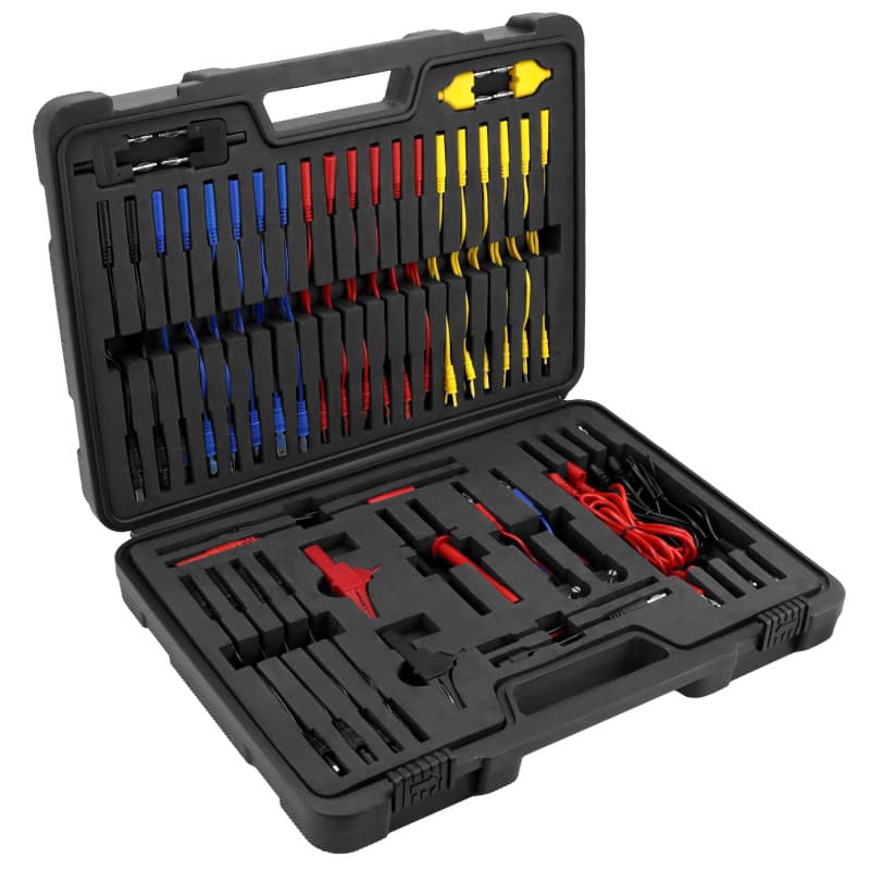 QWORK® 92 Pièces Fils de Test Multimètre Kit, Multifonctionnel Diagnostic Kit de Circuit Automobile avec Pinces Crocodile, Sonde