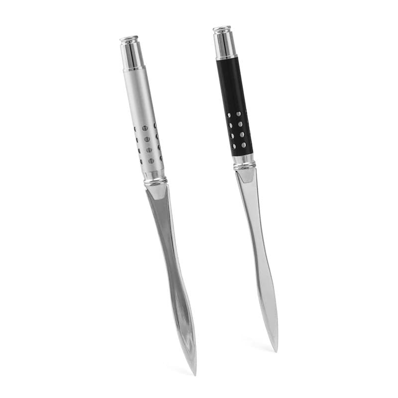 QWORK® 2PCS Ouvre Lettre Élégant, Coupe Papier en Fer et Acier -16 cm - Argente et Noir