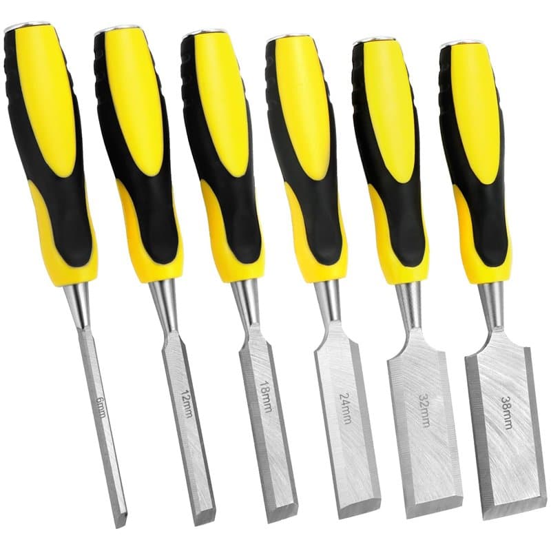 QWORK® 6 Pièces Ciseaux à Bois, Ciseaux Set 6 mm/12 mm/19 mm/25 mm/32 mm/38 mm, pour Travail du Bois et Sculpture