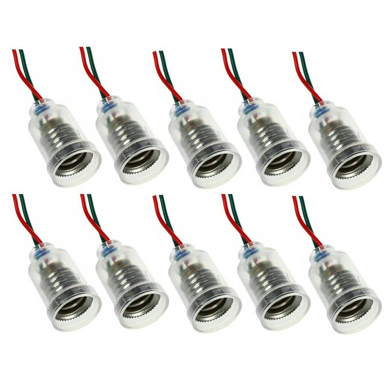 ShuoHui Lot de 10 culot de lampe E10, montage à vis LED, petit support de lampe avec câble pour expérimentation de la maison, ac