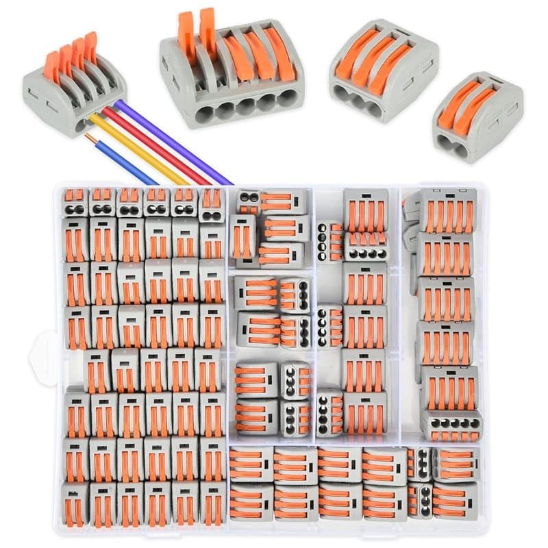 160 PCS Connecteurs électriques avec tige de commande,connecteur electrique,connecteurs électriques kit,2 trous 110PCS, 3 trous