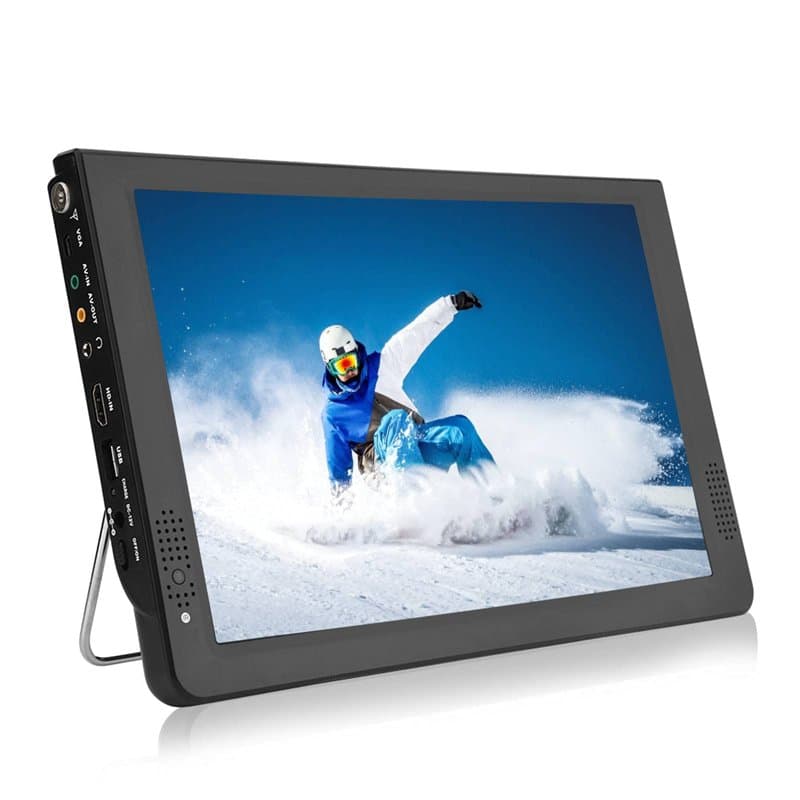 12 Pouces Téléviseur Numérique, Téléviseur Enregistreur Portable avec TNT, Support Port USB, Fente pour Carte SD/MMC Batterie In