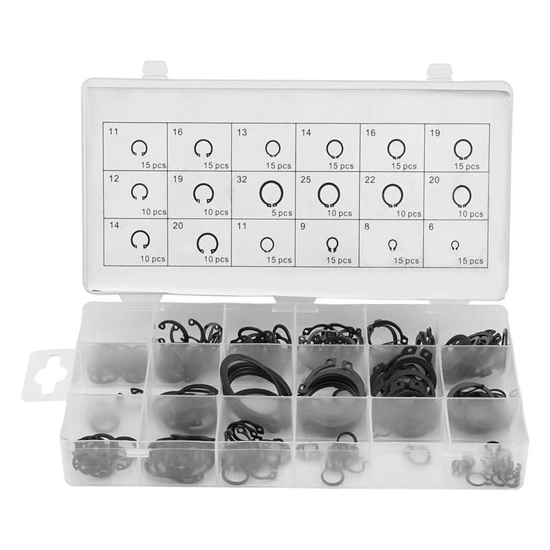 225pcs circlip Snap Clip de fixation rangement pour circlips de bague de retenue à pression interne et externe portable 18 taill