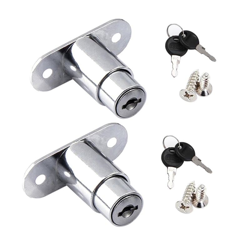 Serrure de porte coulissante - Serrure à cylindre - Fermeture à pression pour tiroir - Avec jeu de clés pour armoires de classem