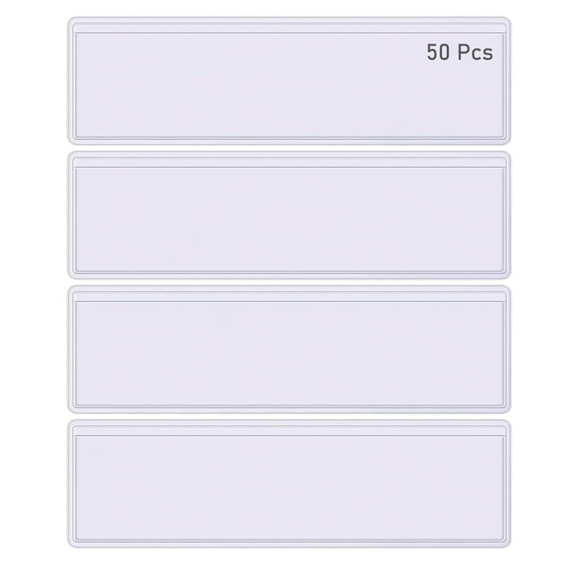 Lahviuu Porte Étiquette Adhésif, 50 Pcs Porte-étiquettes Transparents Porte Étiquette Autocollante Étiqueteuse, pour Bureau, Sup
