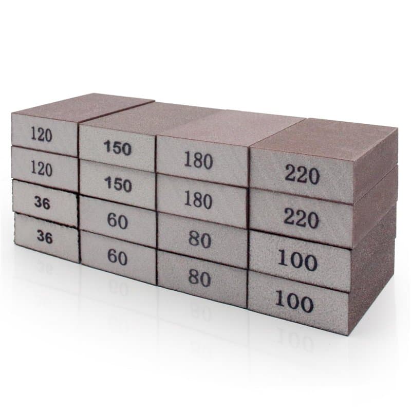 16 Pièces Éponge de ponçage, Cale a poncer kit Polissage Grain 36/60/80/100/120/150/180/220 Lavable Réutilisable pour Poncer Pol