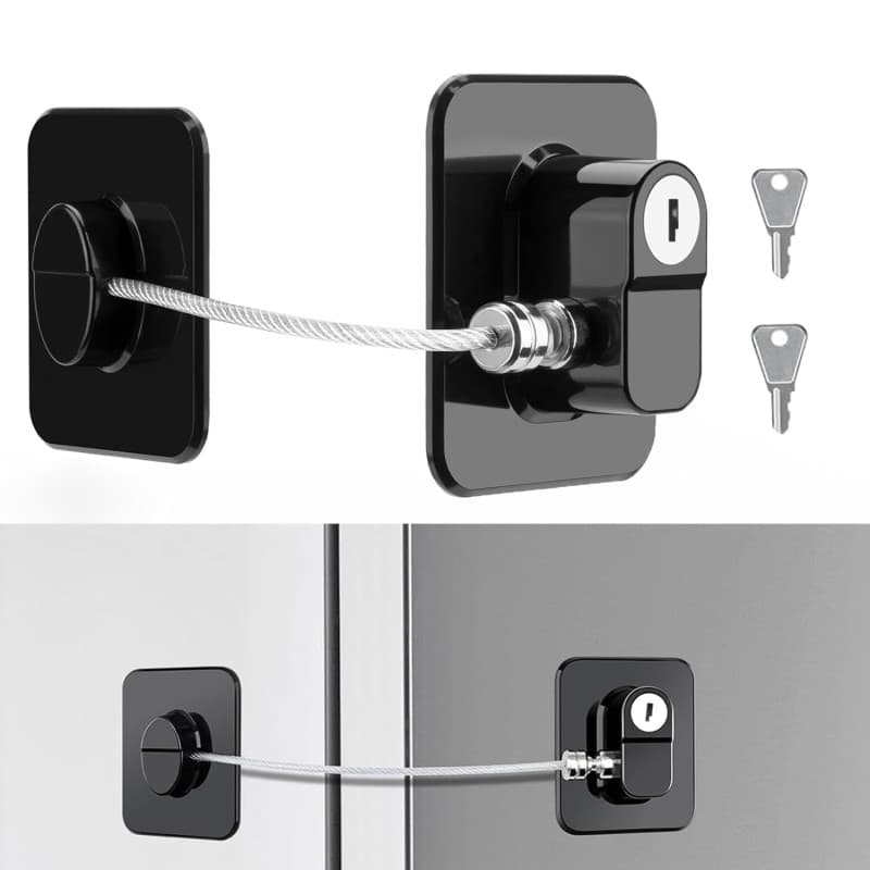Lot de 2 verrous de réfrigérateur avec clé, serrure de fenêtre, serrure de sécurité pour enfants, pour armoire, tiroir, réfrigér