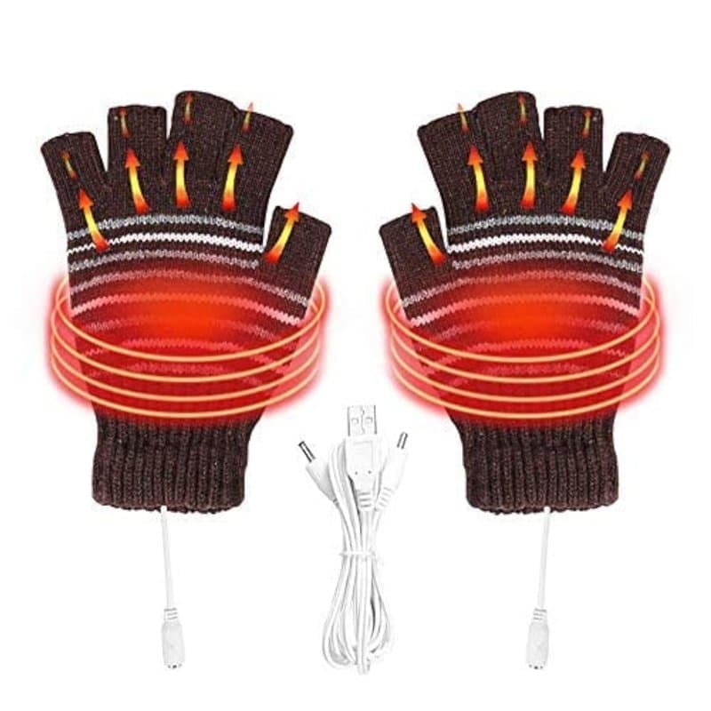 Iwobi Gant Chauffant, Gants Femme Hiver, Gant Femme, Mitaines Chauffantes USB pour Hommes Et Femmes Mitaines (Café)