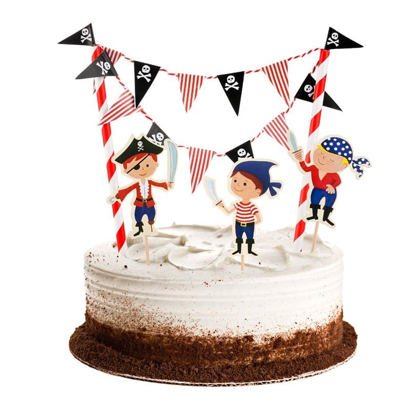 cholinchin Décoration de gâteau décoration de gâteau Pirate garçon d'anniversaire, Guirlande de Fanion de chaîne de décoration d