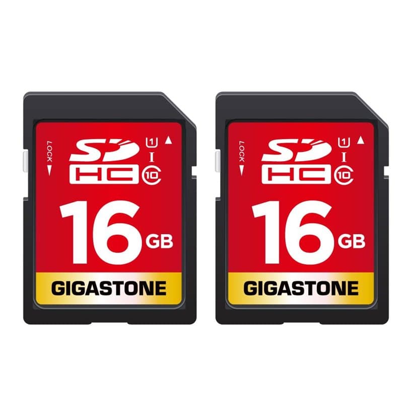 Gigastone 16 Go SDHC Carte Mémoire, Lot de 2 Cartes, Prime Série, Vitesse de Transfert allant jusqu'à 80 Mo/s. pour Photos, vidé