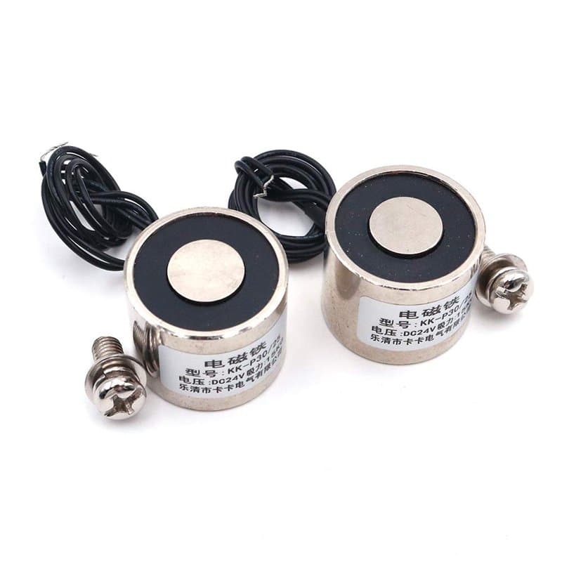 Namvo Lot de 2 électromagnétiques KK-P30/25 de 8 kg à aspiration CC 24 V en Métal Argenté