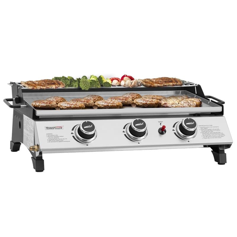 Royal Gourmet PD1303S – Plaque de cuisson à gaz portable de 61 cm avec plaque amovible pour barbecue au propane à 3 brûleurs, id