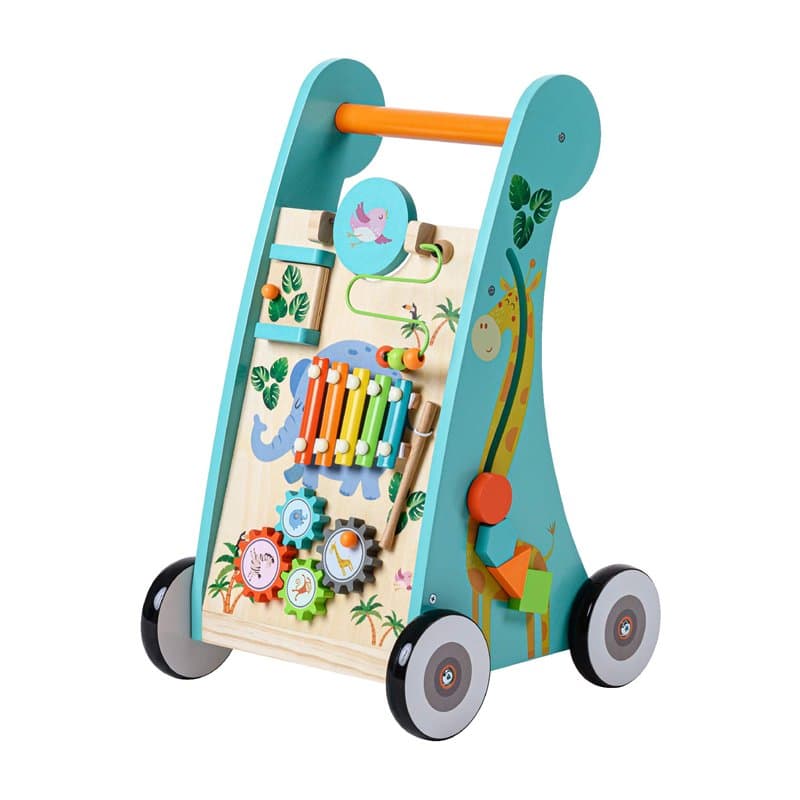 Teamson Kids Pousseur Trotteur en Bois Apprentissage de la Marche bébé Enfant Bleu PS-T0008