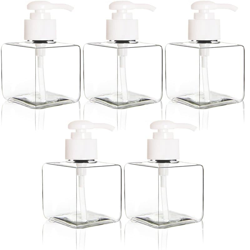 Youngever Lot de 5 Bouteilles de Pompe de Lotion en Plastique Rechargeables Vides 250ML, Distributeur Flacon Pompe (Transparent)