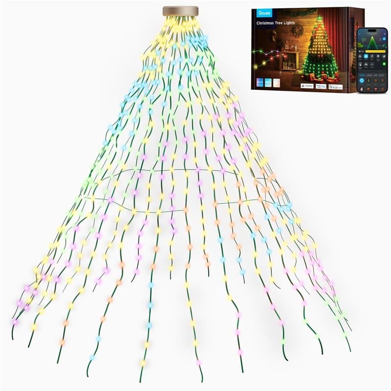 Govee Guirlande Lumineuse Sapin de Noël, RGBIC 480 LEDs Lumières de Noël Intelligentes 2M*24 Arbre de Noël Lumineux, Étanchéité