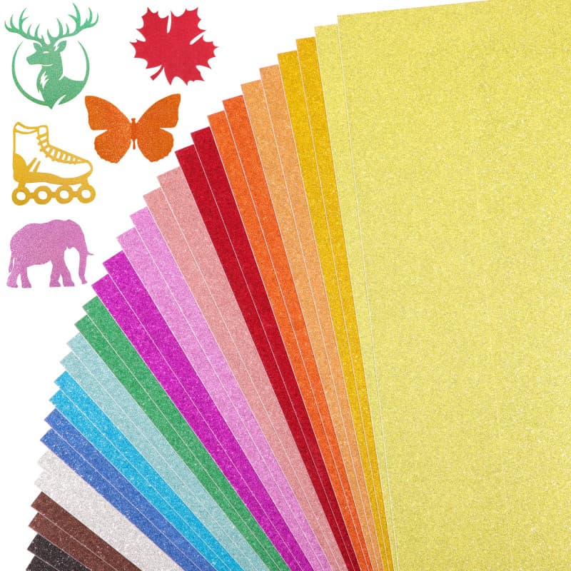 Papier cartonné pailleté A4, 30 feuilles de papier cartonné coloré de 15 couleurs pour travaux manuels, projets de bricolage, fa