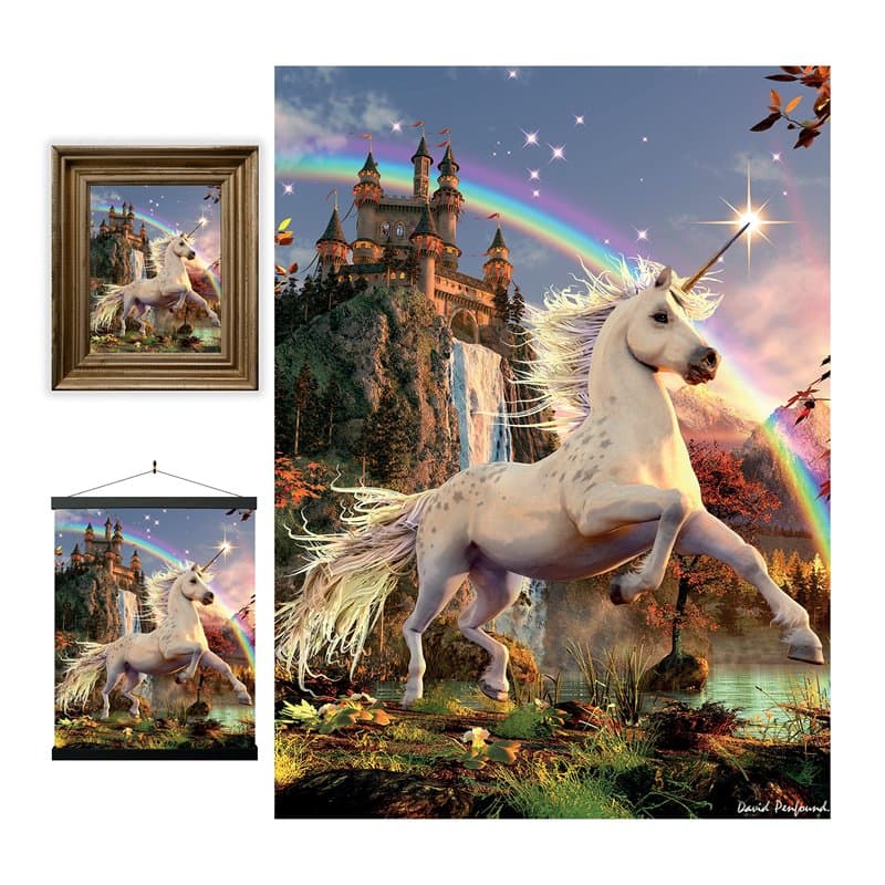 3D LiveLife Affiche murales lenticulaires Licorne étoile du Soir de Deluxebase. Poster Chateau 3D sans cadre. Décoration murale