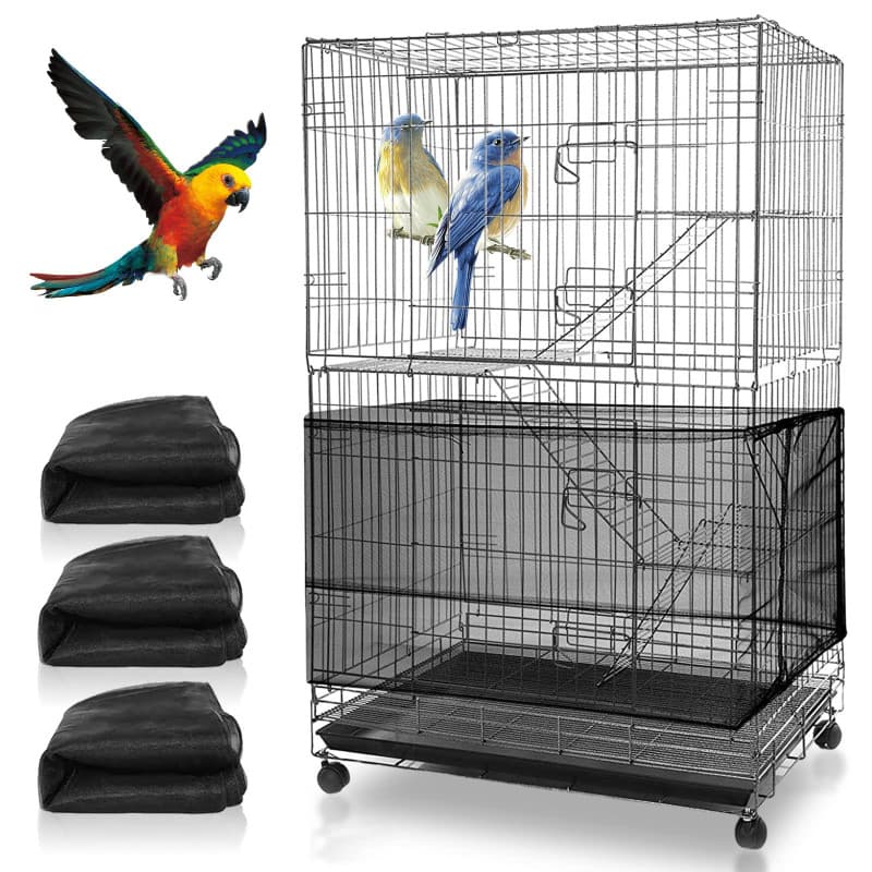 3 Pièces Couverture de Cage à Oiseaux,Extra Large Attrape-Graine 300cm,Housse de Cage à Oiseaux Réglable,Housse pour Cage Oiseau