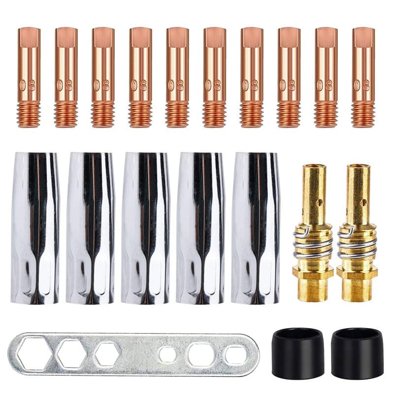 Kit de Torche de Soudage,20 Pcs Embouts de Contact de Buse de Soudage,Ensemble de Support de Connecteur de Gaz, Contact, Buse,Co