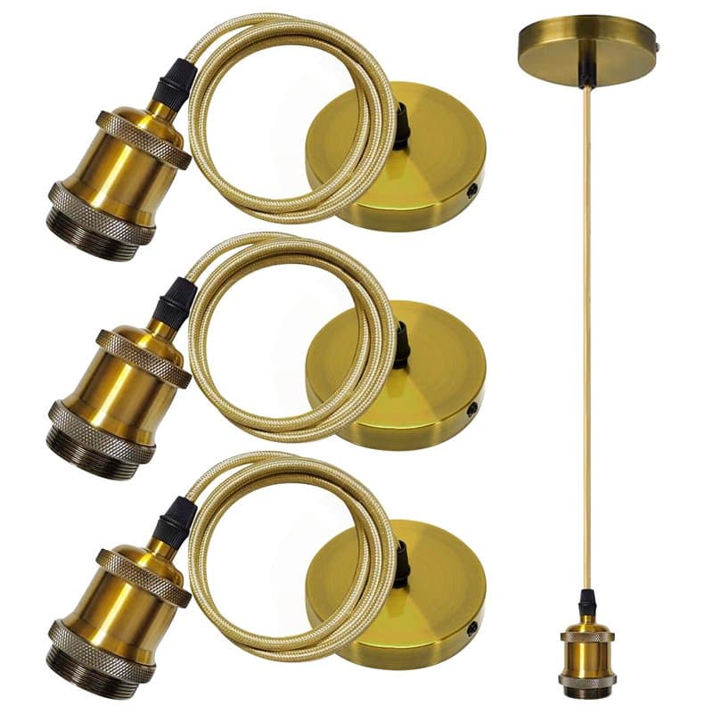 3 Pcs Suspension Luminaire Vintage und Support de Lampe E27 , Douille Ampoule avec Câble, Suspension Luminaire avec Câble, Lumin