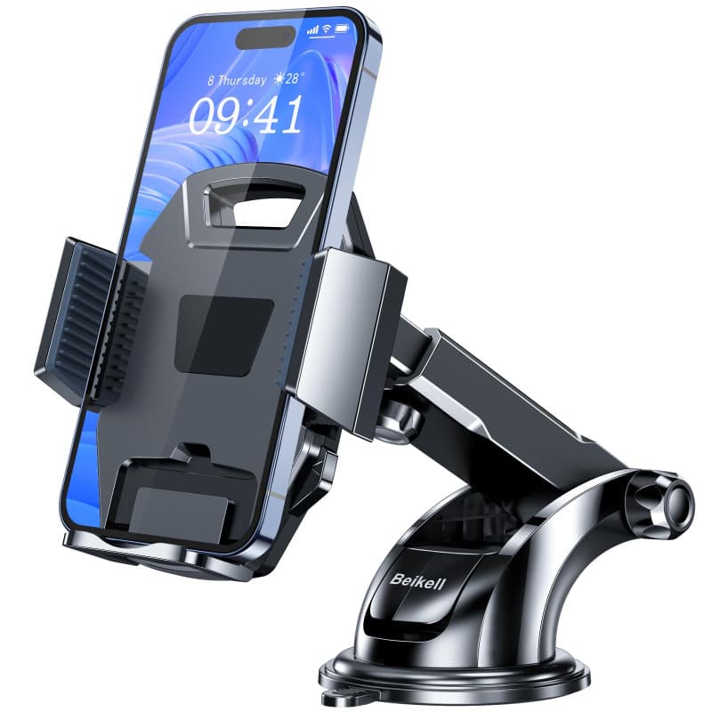 Beikell Support Téléphone Voiture, Auto Universel Ventouse Réglable Support Rotation 360° et Un Bouton de Libération pour Smartp