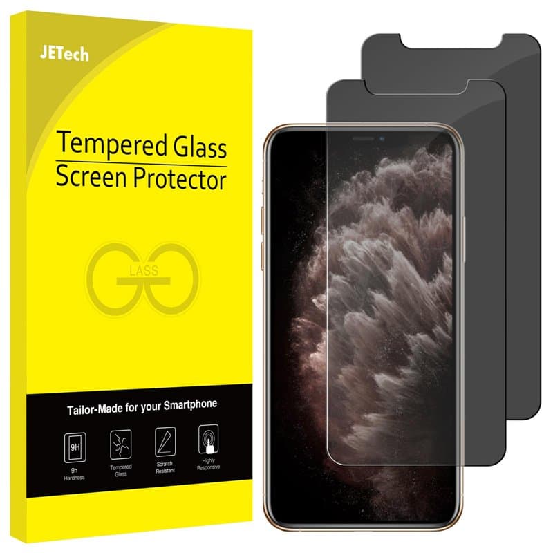 JETech Protection Écran pour iPhone 11 Pro, iPhone XS/X 5,8 Pouces, Film en Verre Trempé, Anti-Espion, Lot de 2
