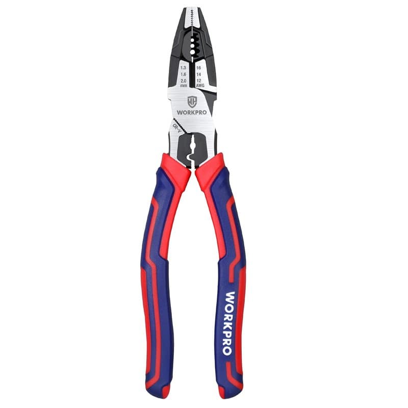 WORKPRO Pince Universelle Multifonctionnelle 209mm, Fonction 5 EN 1 - Maintenir/Dénuder/Couper/Sertir/Serrer, Fabriquée en Cr-V,