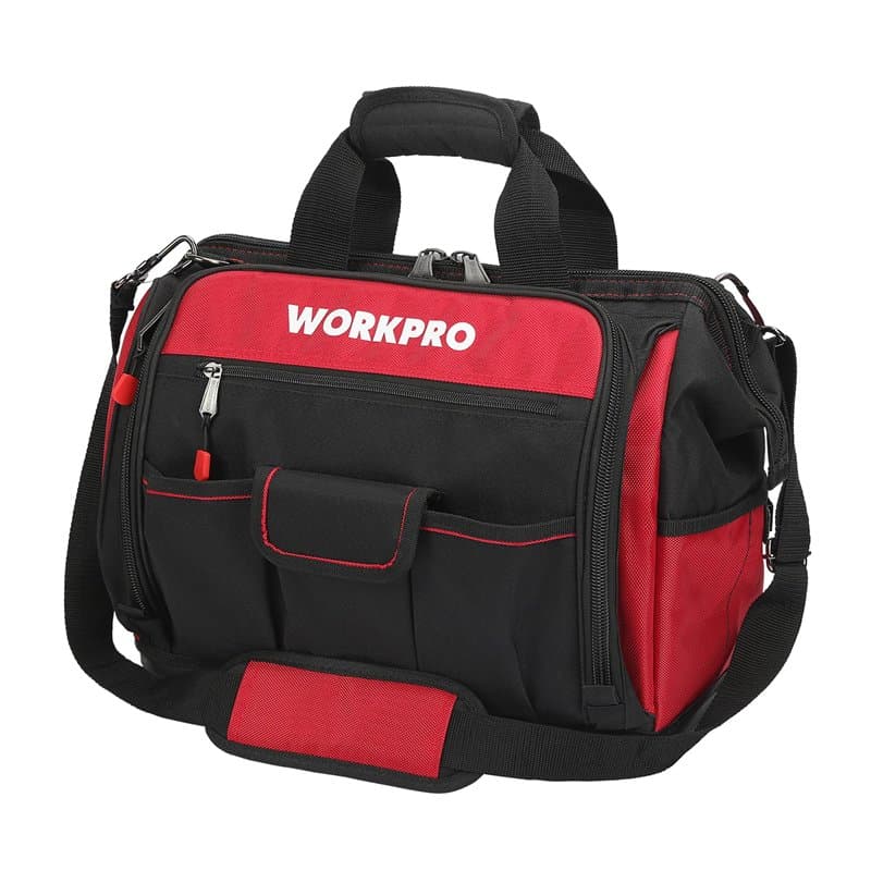 WORKPRO Sac à Outil avec 39 Poches 42 x 25 x 34 cm, Sac Porte-outils avec Grande Capacité, Fond Dur Etanche, Bandoulière Large R