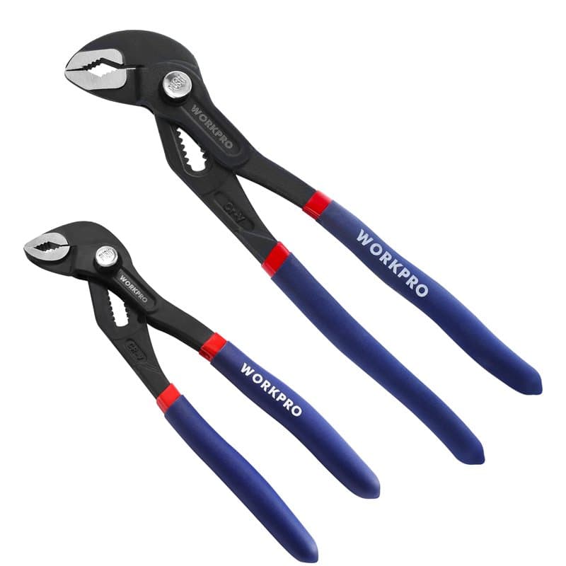 WORKPRO Lot de 2 pinces pour pompe à eau de 180 mm et 250 mm, poignées de tuyau réglables rapides, ensemble de pinces à joint co