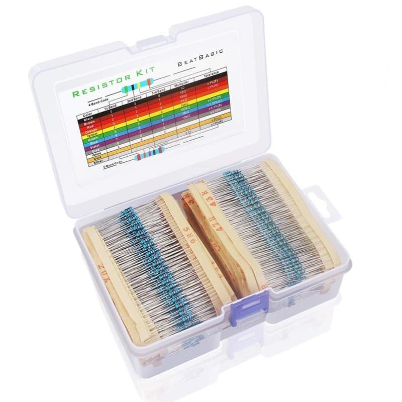 Kit d'Assortiment de Résistances 2600 Pièces 130 Valeurs, 1% de Résistances Carbone Variées avec 1 Ohm-3m Ohm 1/4w, Kit de Résis