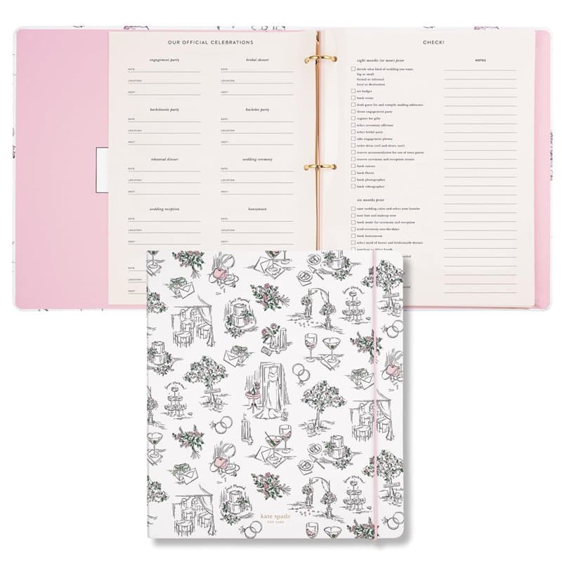 kate spade new york Classeur de planification de mariage, organiseur personnel pour mariée avec pages pour listes de tâches, not