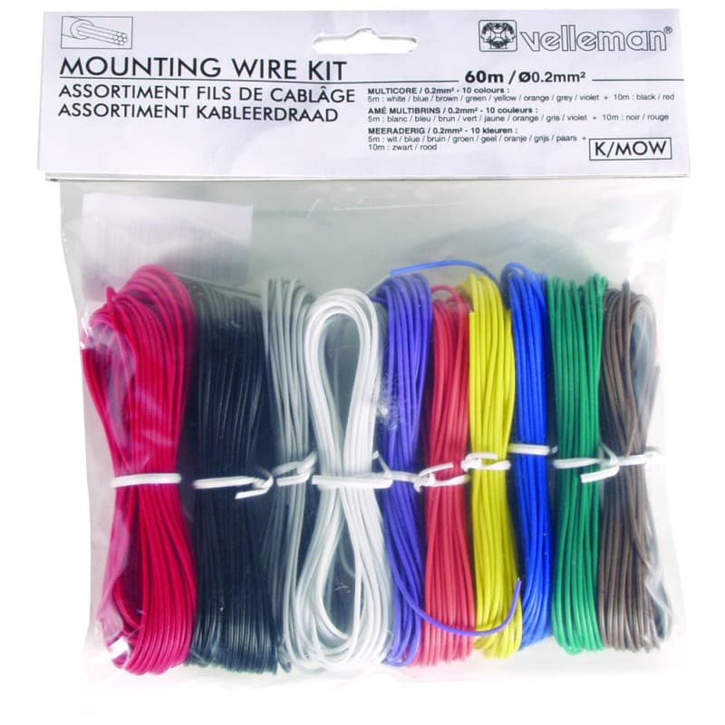 Velleman Fil de câblage K/MOW 1 x 0.20 mm² Multicolore 1 Set