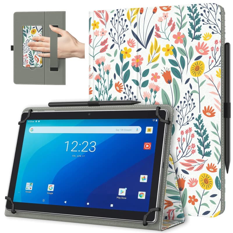 TiMOVO Étui Universel pour Tablette Androiod de 10,1 Pouces avec Boucle pour Stylet, Coque Léger et Pliable avec Main pour Toute