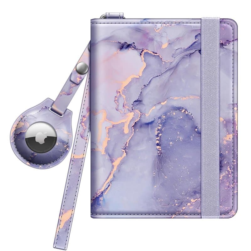 Fintie Porte-Passeport Portefeuille Housse avec Étuis pour AirTag, Voyage Protecteur Portefeuille Pochette Etui de Protection av