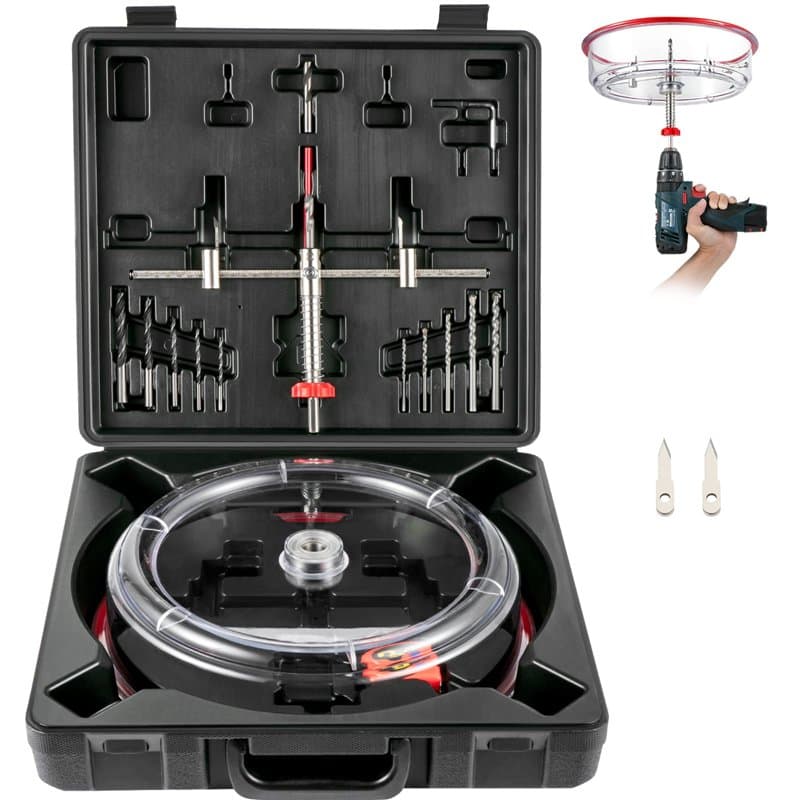 VEVOR Scie Cloche Réglable 40-200 mm Kit Scie Cloche avec Cache Poussière, Coupe-Cercle Scie à Trou Réglable avec Capot Anti-pou