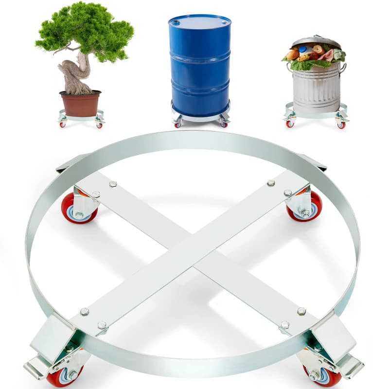 VEVOR Porte-Fût 250 L Chariot à Baril Capacité de Charge 454 kg Plateau Roulant avec 4 Roulettes Pivotantes Cadre Acier Socle Ro