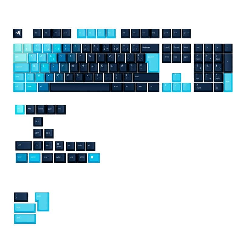 Glorious Gaming - Touches GPBT Gradient - Capuchons pour Claviers Mécaniques (Celestial Ice), ineffaçables, pour formats 100, 75
