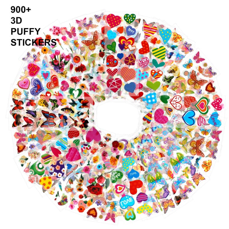 HOWAF 50 Feuilles Plus de 900 Novelty Autocollants 3D pour Enfant, Fille, Garcon, Gommettes Stickers Enfant Récompenser Scrapboo