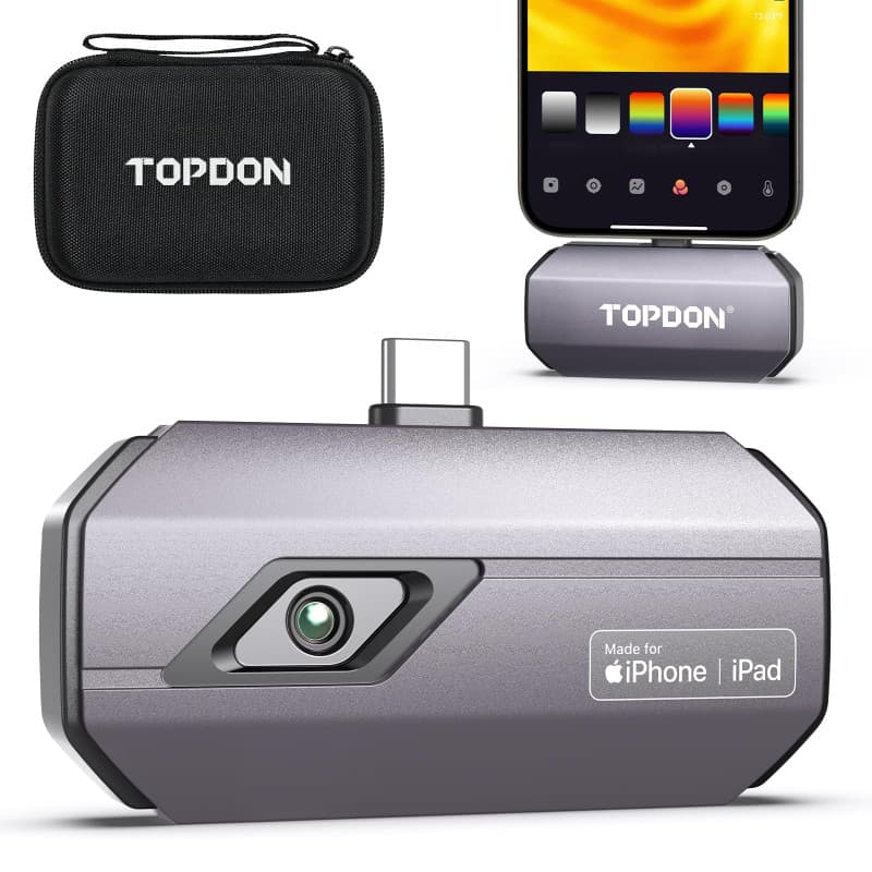 TOPDON TC002C Caméra d'imagerie thermique pour iPhone 15 et 16 Series (connecteur de type C) Résolution IR 512 x 384 px, plage d