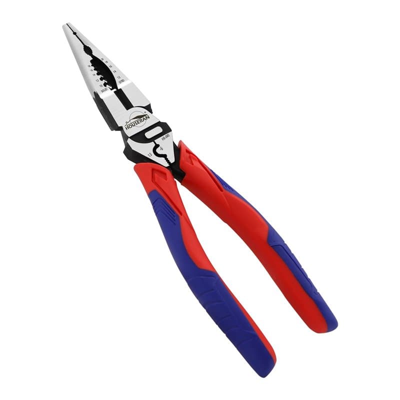 HOUSERAN Pince à bec aiguille long avec pince à dénuder et sertir, pince à bec long de 21,6 cm, avec verrouillage de sécurité, b