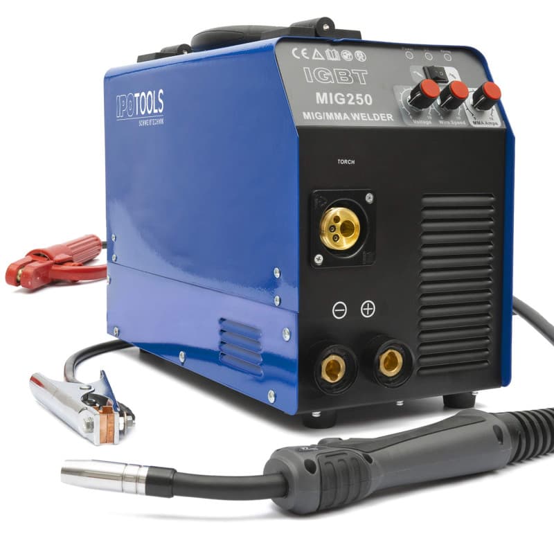 IPOTOOLS MIG-250 poste a souder MIG MAG - Poste à souder MIG avec 250A 230V IGBT, 4 en 1 Poste MIG Flux MMA électrodes, Poste de