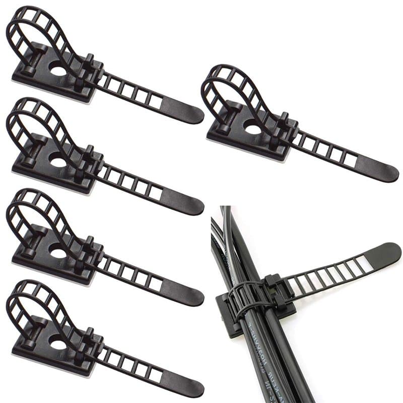 Fdolon 50 Pièces Sangles de Câble Auto-Adhésives Réglables Attaches de Câble en Nylon Organisateurs de Câbles Auto-Adhésifs Serr