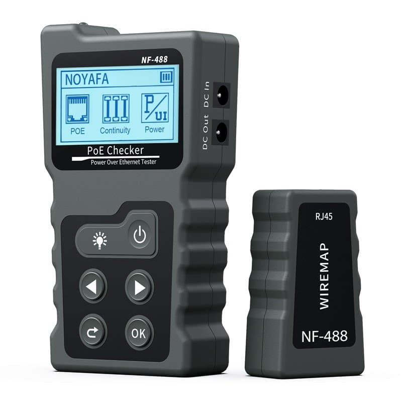Noyafa Testeur de Tension et de Courant PoE avec Testeur de Câble LCD avec Fonction POE, Testeur de Câble Réseau Testeur de Rése