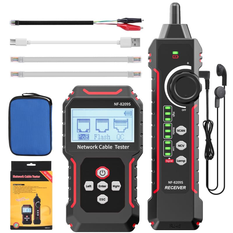Testeur et traceur de câbles réseau RJ45, testeur de câbles Ethernet VXSCAN NF-8209S traceur de fils avec NCV et lampe pour CAT5