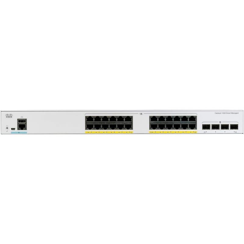 Commutateur réseau Cisco Catalyst 1000-24FP-4X-L, 24 ports Gigabit Ethernet (GbE) PoE+, consommation PoE 370 W, 4 ports de liais