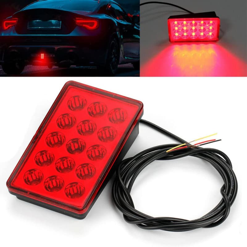 PNNNU 15 LEDs Style F1 Troisième Feu Arrière Stroboscopique Clignotant De Frein Arrière Feux De Voiture Signal De Frein,Rouge
