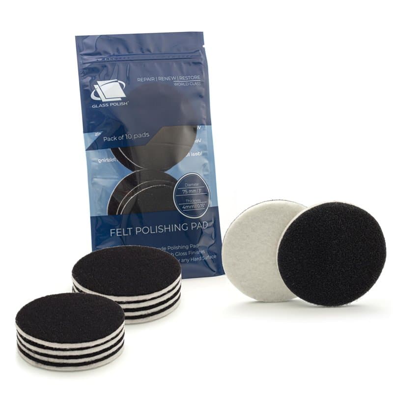 Glass Polish Lot de 10 tampons de Polissage en Feutre Pro 75 mm pour Polissage du Verre à l'oxyde de cérium, élimination des Ray